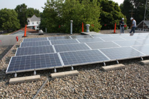 ballasted solar panels for flat roof on business