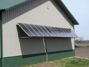 wall mounted solar panels on metal barn